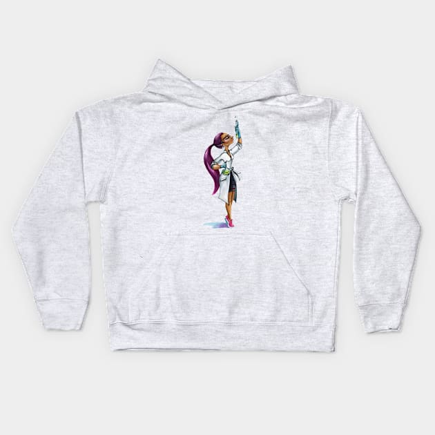 Female Scientist Kids Hoodie by Mako Design 